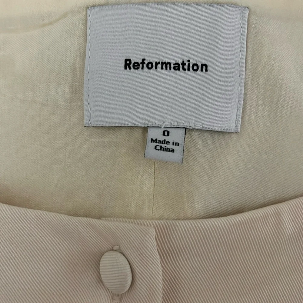 Reformation Ivory Sculpted Waist Button-Front Blouse - Picture 7 of 7